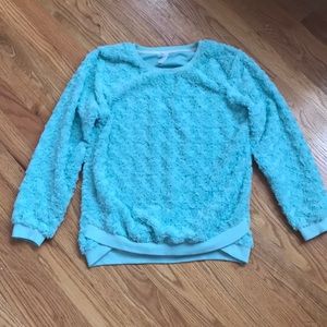 Kid’s Fluffy Teal Crewneck